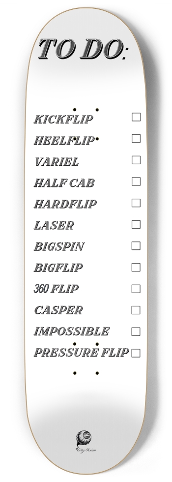 To Do List White 9.00 9 Inch Skateboard