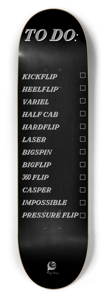 To Do List Black 8.50 8-1/2 Skateboard Deck