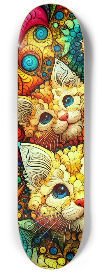 Psychedelic Stained-Glass Mandelbrot Fractal Kittens 0001 #1 8-1/4 Skateboard Deck