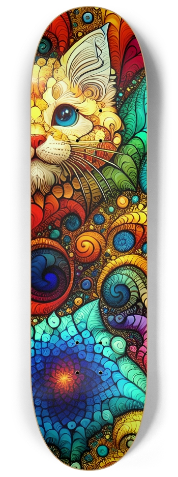 Psychedelic Stained-Glass Mandelbrot Fractal Kittens 0001 #3 8-1/4 Skateboard Deck
