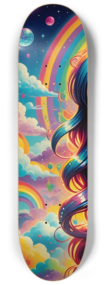Airbrush Girl with Rainbows 0001 #1 8-1/4 Skateboard Deck