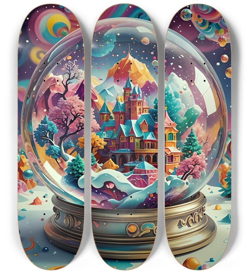 Airbrush Psychedelic Snow Globe 0001 3 Deck Wall Series