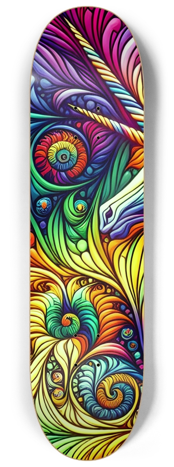 Psychedelic Stained-Glass Mandelbrot Fractal Unicorn 0001 #1 8-1/4 Skateboard Deck
