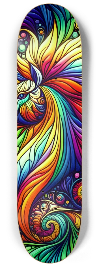 Psychedelic Stained-Glass Mandelbrot Fractal Unicorn 0001 #2 8-1/4 Skateboard Deck