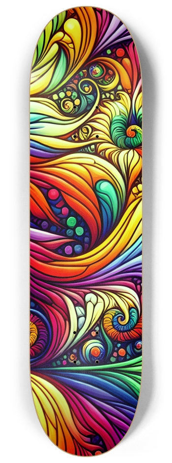 Psychedelic Stained-Glass Mandelbrot Fractal Unicorn 0001 #3 8-1/4 Skateboard Deck