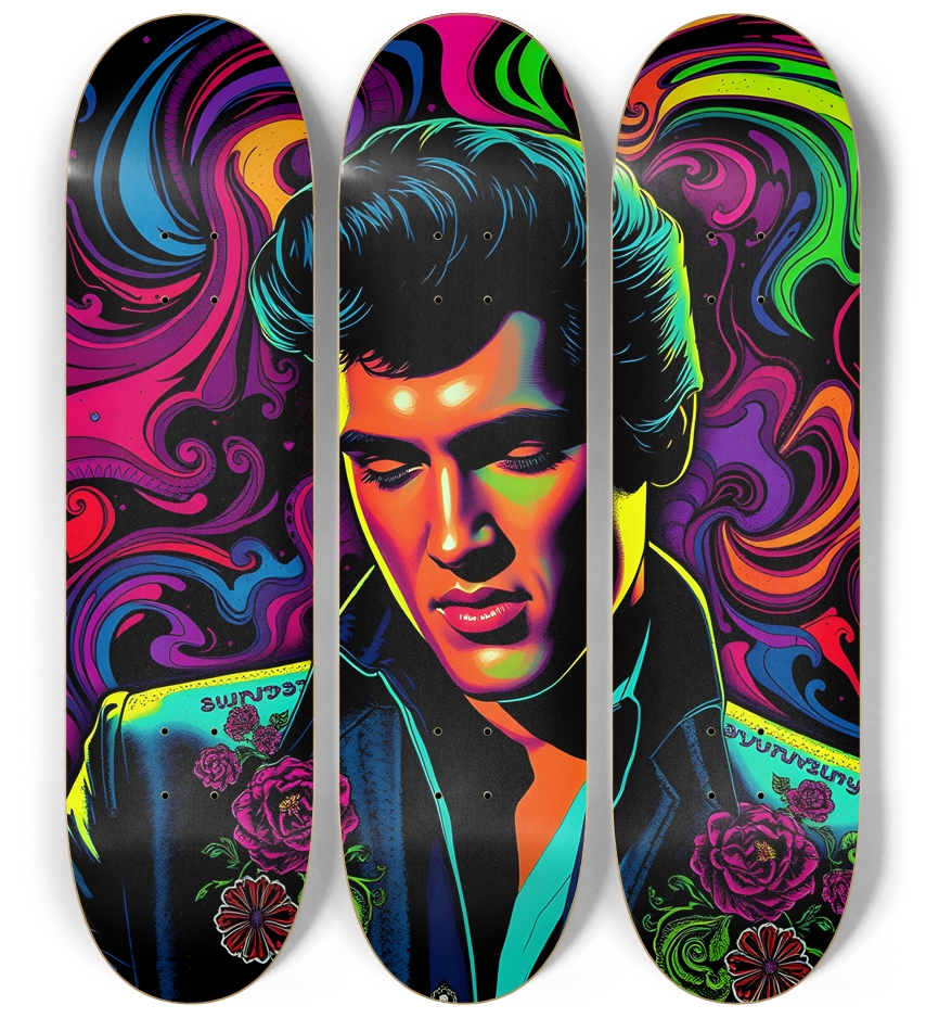 Psychedelic Black Light Singer 0002 3 Deck Wall Series
