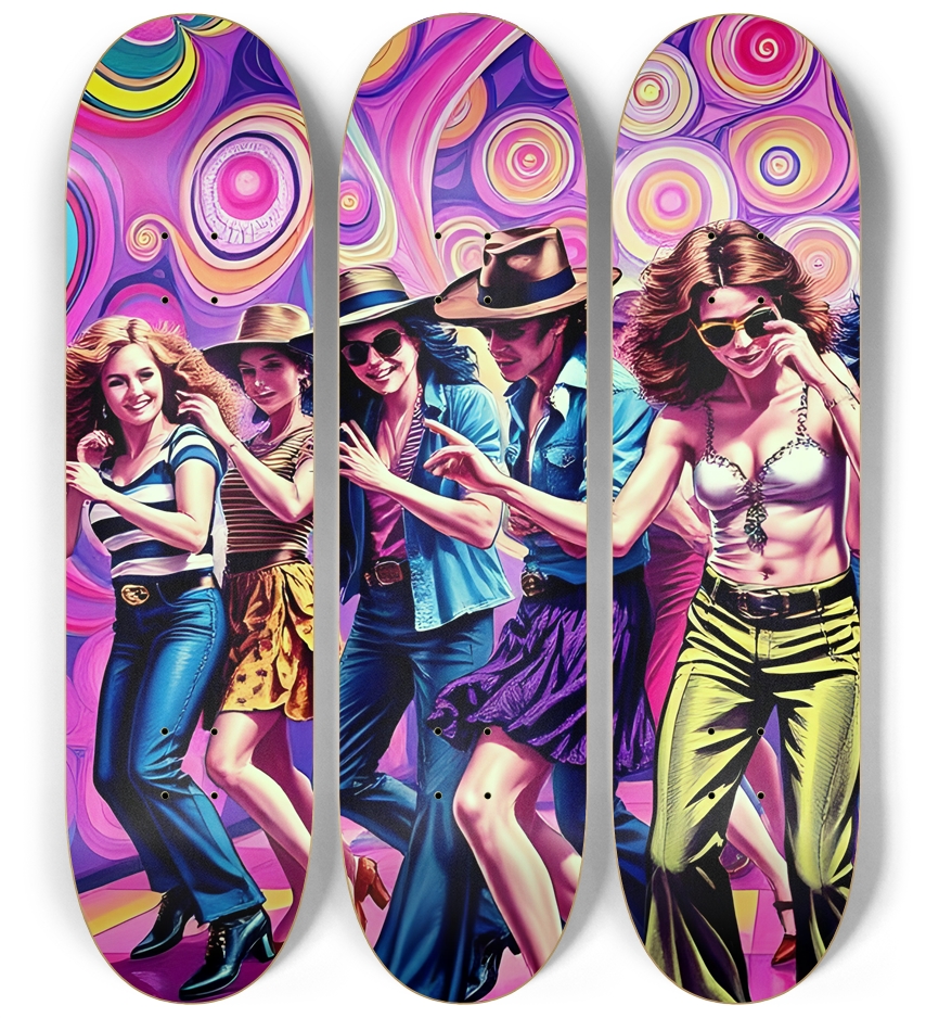 Airbrush Psychedelic Disco 0002 3 Deck Wall Series