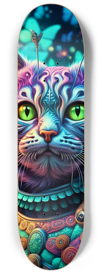 Airbrush Psychedelic Butterfly Kitty 0002 #2 8-1/4 Skateboard Deck