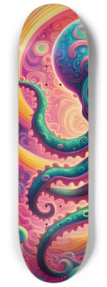 Neon Psychedelic Airbrush Fractal Octopus 0001 #1 8-1/4 Skateboard Deck