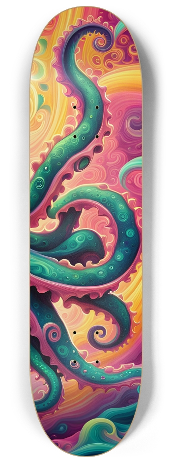 Neon Psychedelic Airbrush Fractal Octopus 0001 #3 8-1/4 Skateboard Deck