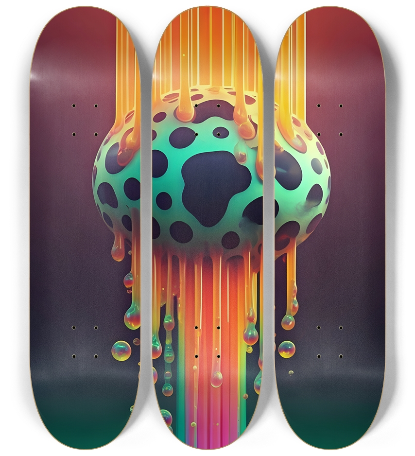 Neon Airbrush Spotted Moo Blob 0001 3 Deck Wall Series
