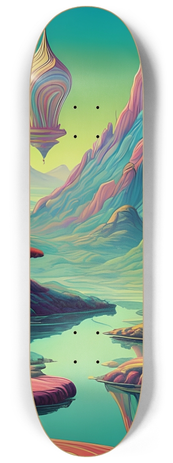 Psychedelic Airbrush Alien Landscape 0001 #2 8-1/4 Skateboard Deck