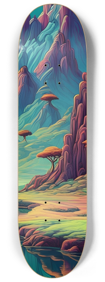 Psychedelic Airbrush Alien Landscape 0001 #3 8-1/4 Skateboard Deck