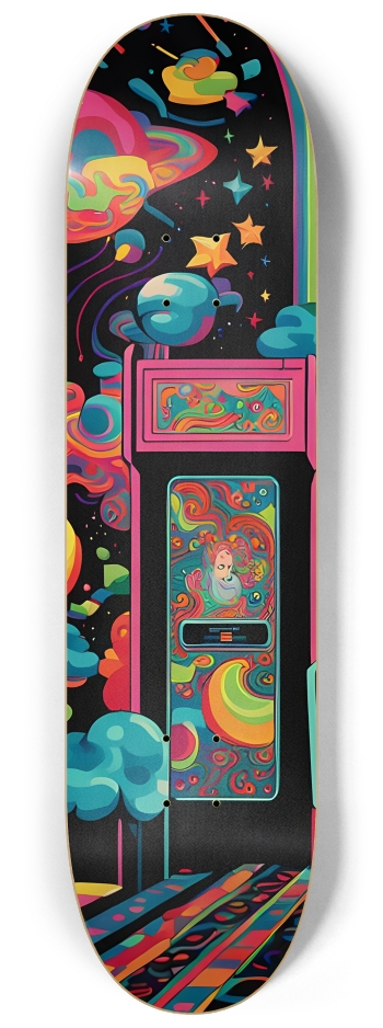 Psychedelic Neon Galaxy Video Arcade 0001 #1 8-1/4 Skateboard Deck