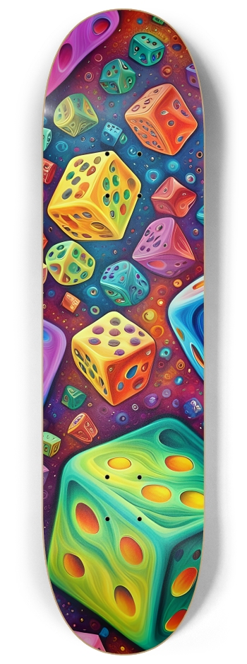 Psychedelic Airbrush Abstract Dice 0001 #1 8-1/4 Skateboard Deck