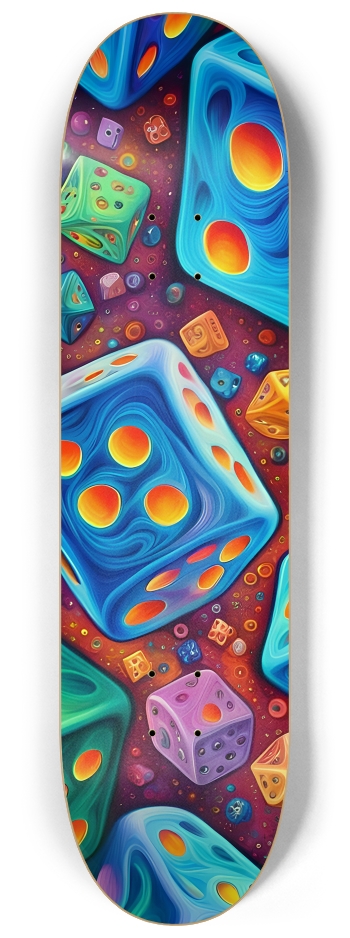Psychedelic Airbrush Abstract Dice 0001 #2 8-1/4 Skateboard Deck