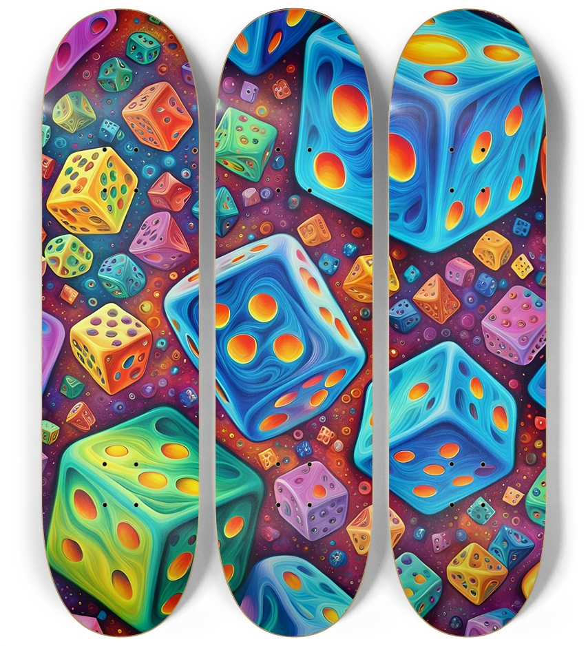Psychedelic Airbrush Abstract Dice 0001 3 Deck Wall Series