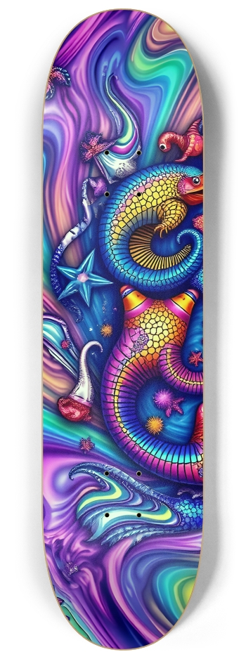 Psychedelic Airbrush Abstract Fractal 0001 #1 8-1/4 Skateboard Deck