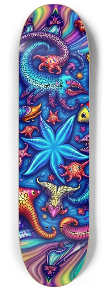Psychedelic Airbrush Abstract Fractal 0001 #2 8-1/4 Skateboard Deck