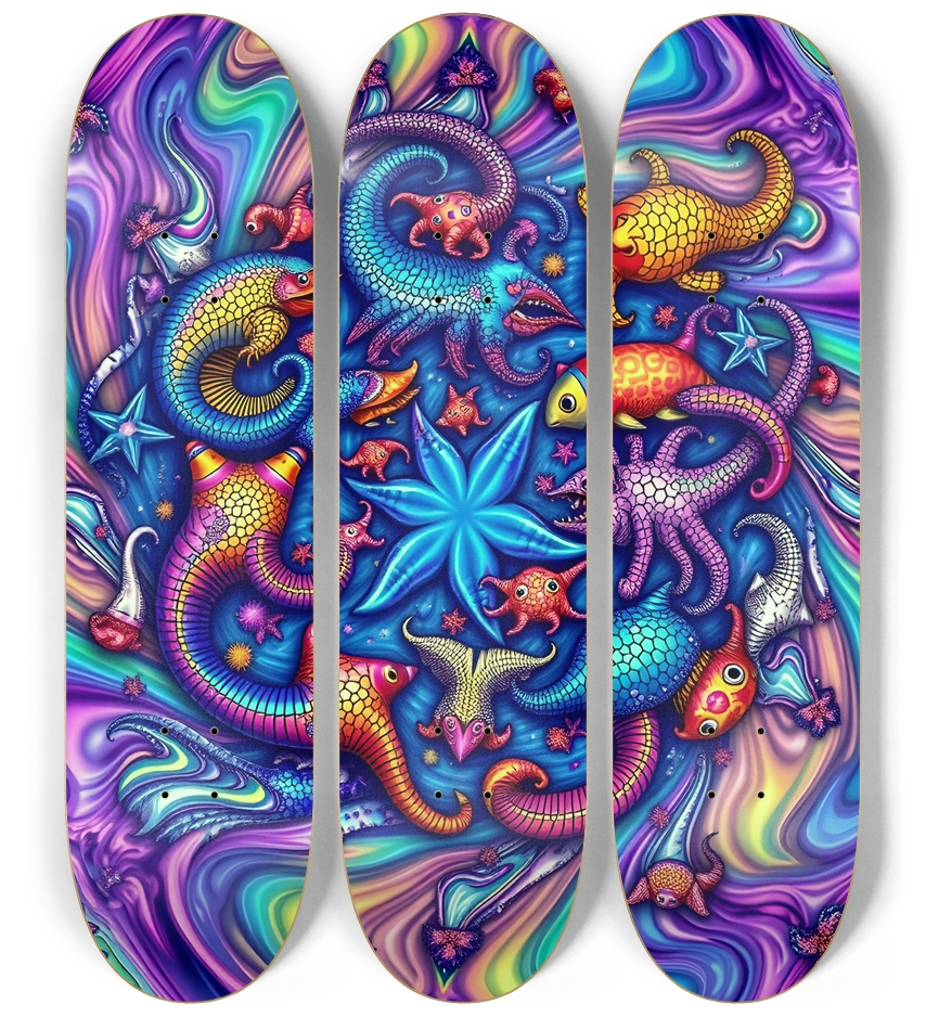 Psychedelic Airbrush Abstract Fractal 0001 3 Deck Wall Series