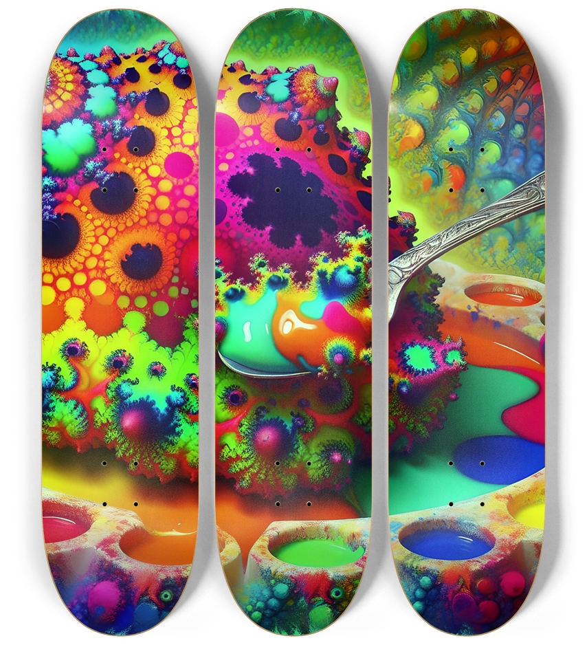 Psychedelic Airbrush Fractal Pudding 0001 3 Deck Wall Series