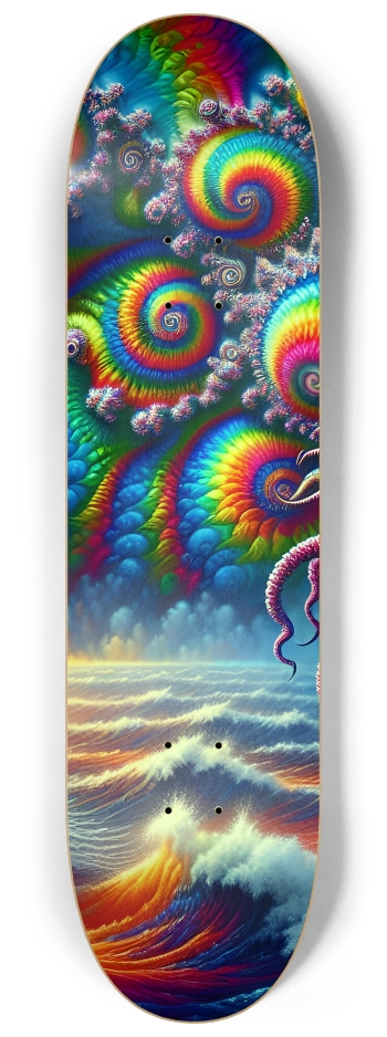 Psychedelic Airbrush Fractal Cthulu 0001 #2 8-1/4 Skateboard Deck
