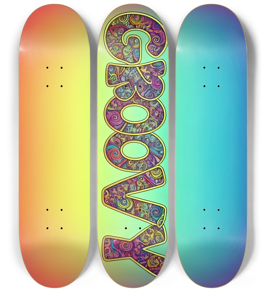 Airbrush Psychedelic Groovy 0001 3 Deck Wall Series