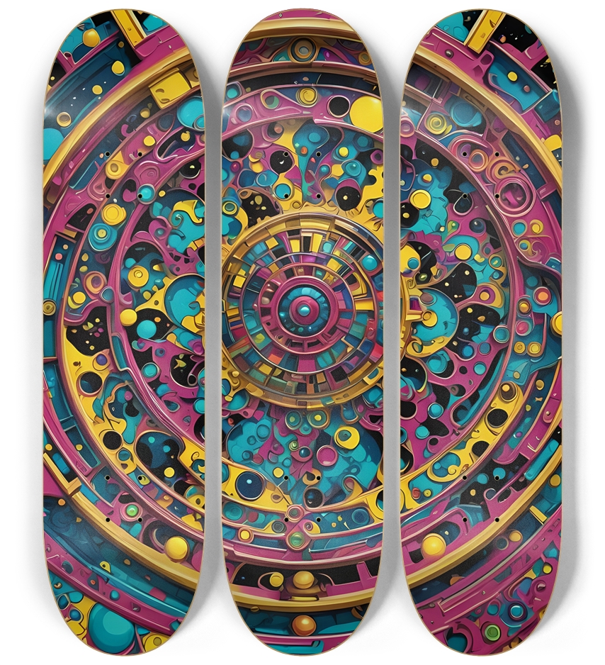 Psychedelic Airbrush Abstract Fractal 0002 3 Deck Wall Series