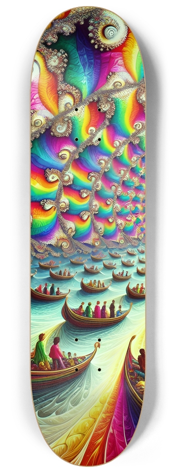 Psychedelic Stained-Glass Mandelbrot Fractal Colorful People on Boats 0001 #2