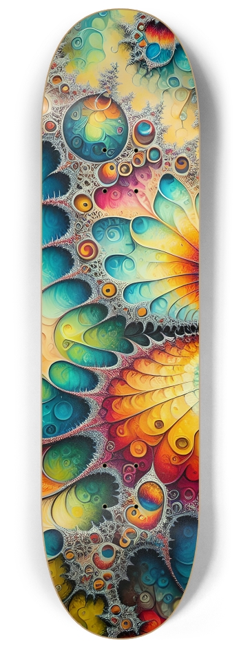 Psychedelic Stained-Glass Mandelbrot Fractal Butterfly 0001 #1 8-1/4 Skateboard Deck
