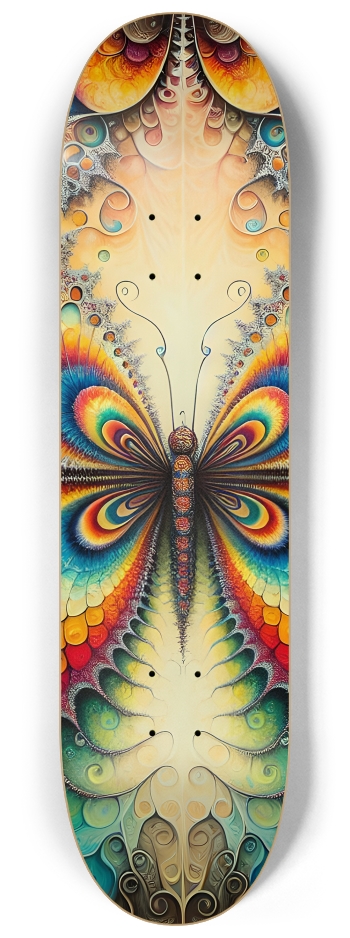 Psychedelic Stained-Glass Mandelbrot Fractal Butterfly 0001 #2 8-1/4 Skateboard Deck
