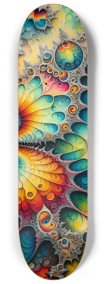 Psychedelic Stained-Glass Mandelbrot Fractal Butterfly 0001 #3 8-1/4 Skateboard Deck