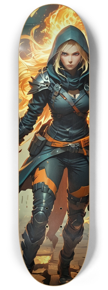 Fiery Hooded Blond Assassin 0003 #2 8-1/4 Skateboard Deck