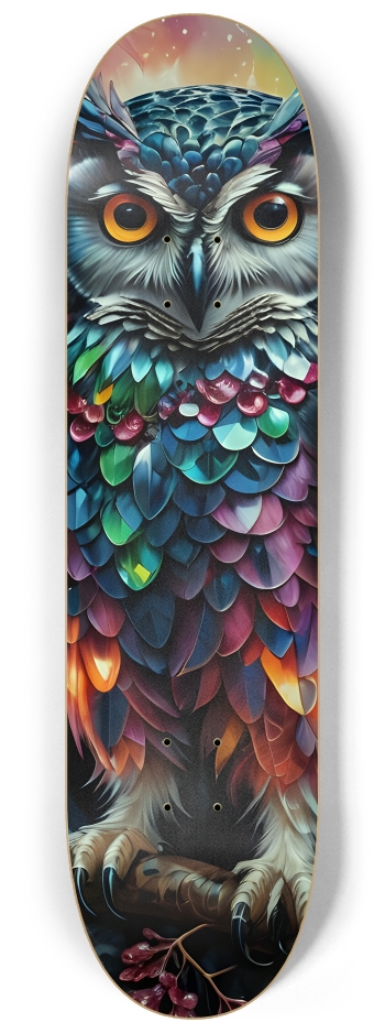 Psychedelic Bejeweled Owl 0002 #2 8-1/4 Skateboard Deck