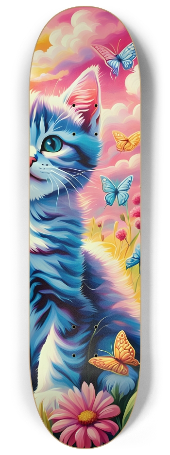 Colorful Airbrush Kittens, Flowers, Butterflies 0003 #3 8-1/4 Skateboard Deck