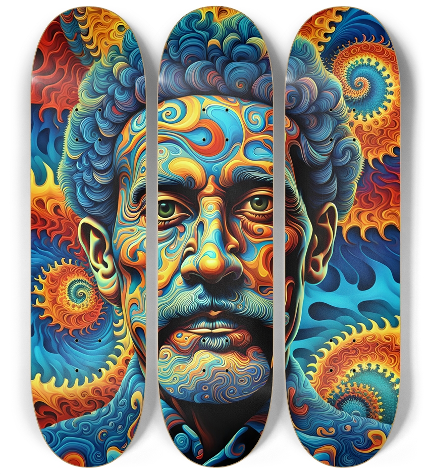Psychedelic Airbrush Fractal Body Art 0001 3 Deck Wall Series
