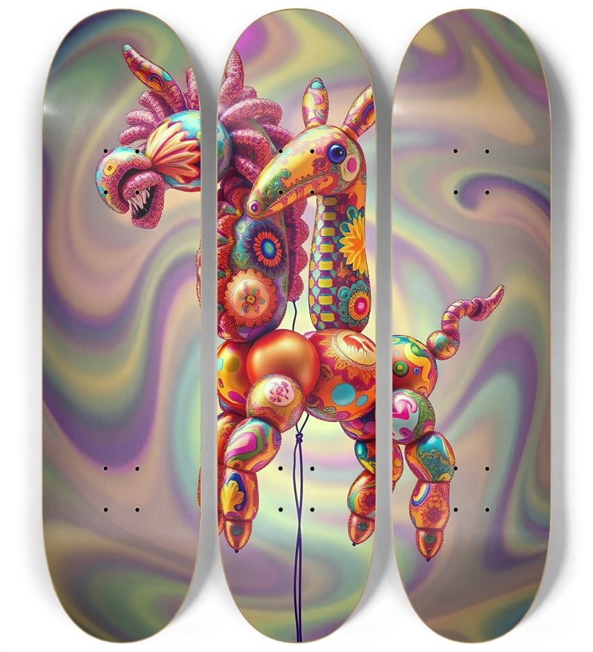 Psychedelic Airbrush Balloon Animals Fractal Swirl 0001 3 Deck Wall Series