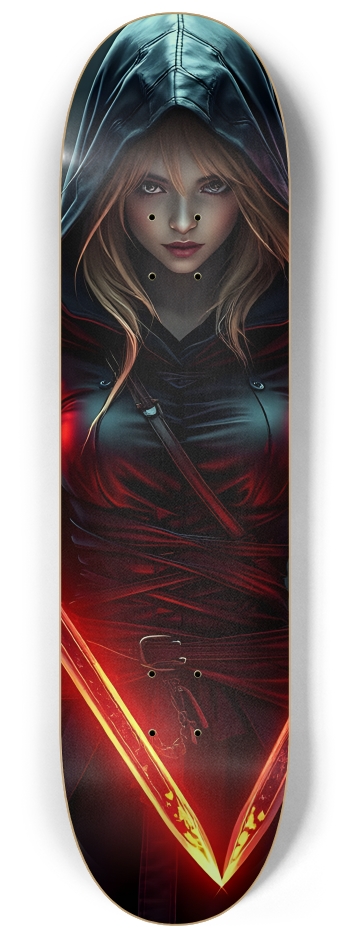 Fiery Hooded Blond Assassin 0004 #2 8-1/4 Skateboard Deck
