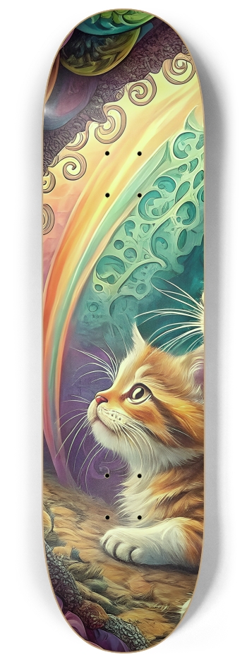 Psychedelic Airbrush Kittens in Fractal Hollow 0001 #1 8-1/4 Skateboard Deck