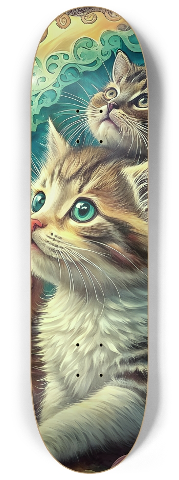 Psychedelic Airbrush Kittens in Fractal Hollow 0001 #2 8-1/4 Skateboard Deck