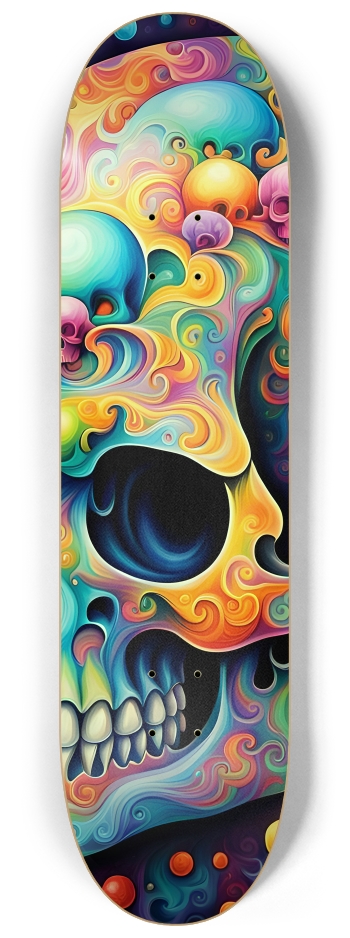 Psychedelic Airbrush Fractal Skulls 0001 #2 8-1/4 Skateboard Deck