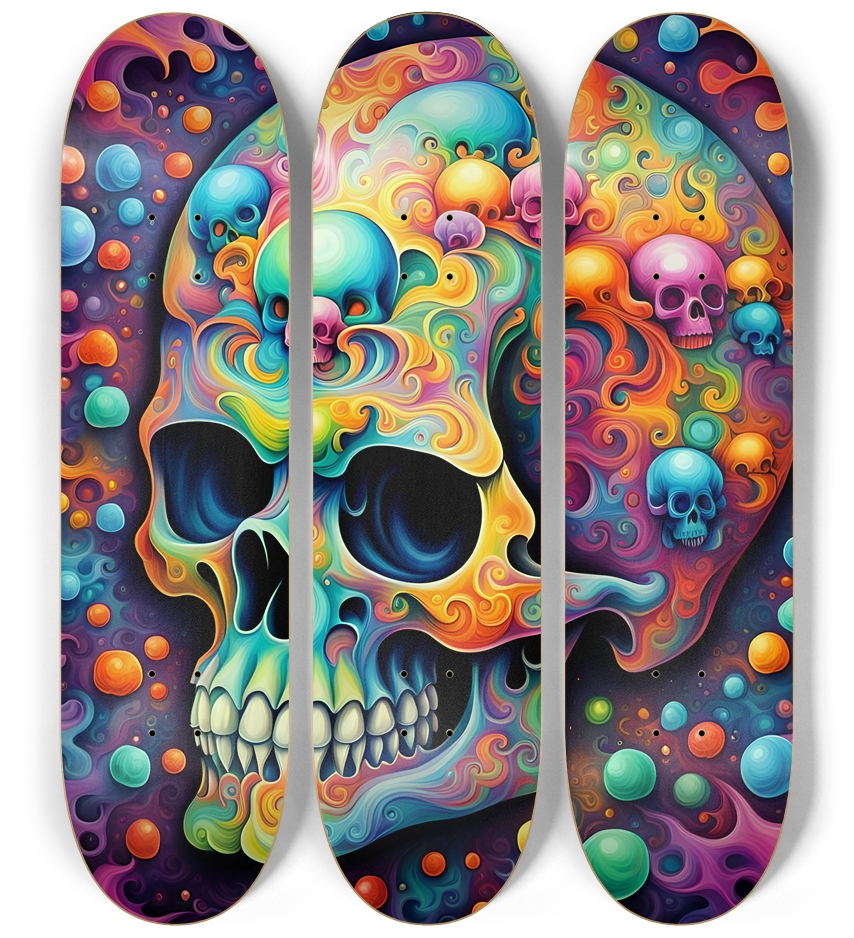 Psychedelic Airbrush Fractal Skulls 0001