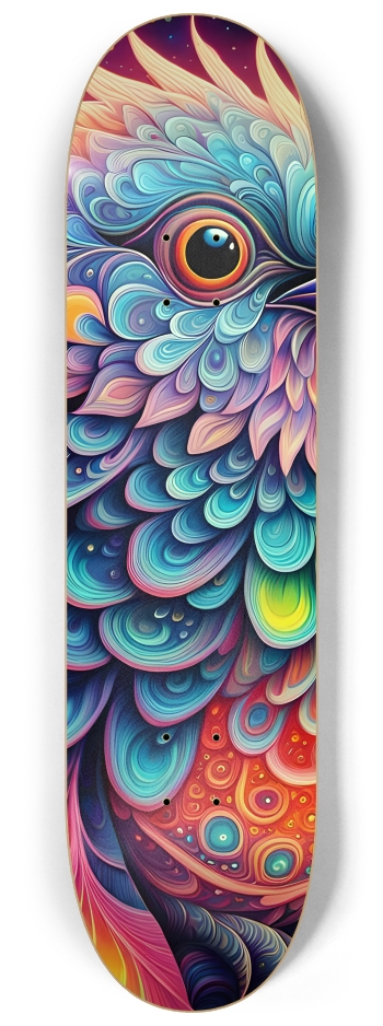 Psychedelic Airbrush Bird in Tree 0004 #2 8-1/4 Skateboard Deck