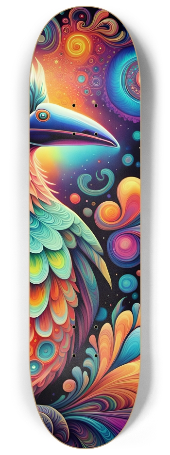 Psychedelic Airbrush Bird in Tree 0004 #3 8-1/4 Skateboard Deck