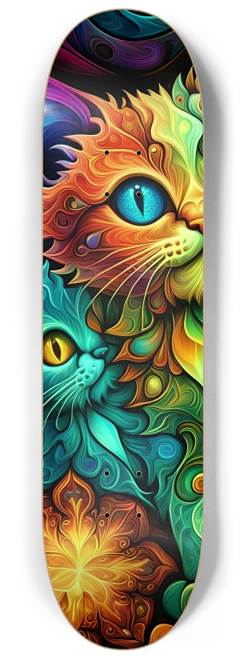 Psychedelic Airbrush Kitten in Tree 0005 #1 8-1/4 Skateboard Deck