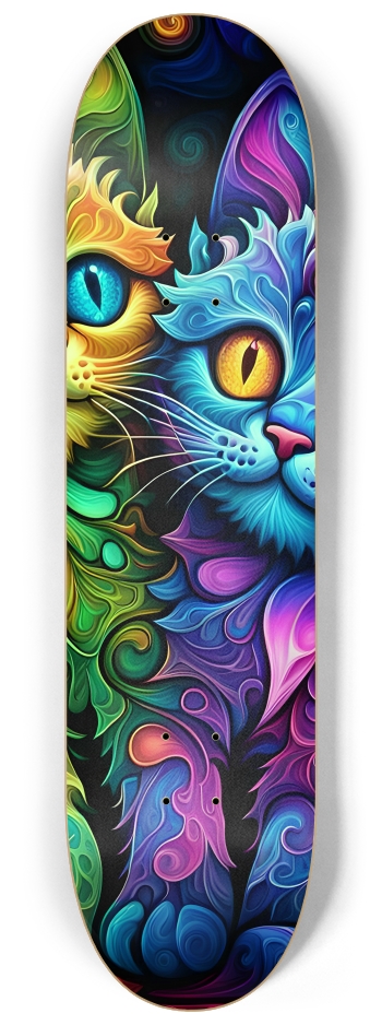 Psychedelic Airbrush Kitten in Tree 0005 #2 8-1/4 Skateboard Deck
