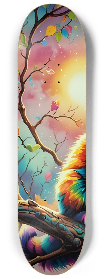 Psychedelic Airbrush Kitten in Tree 0002 #1 8-1/4 Skateboard Deck