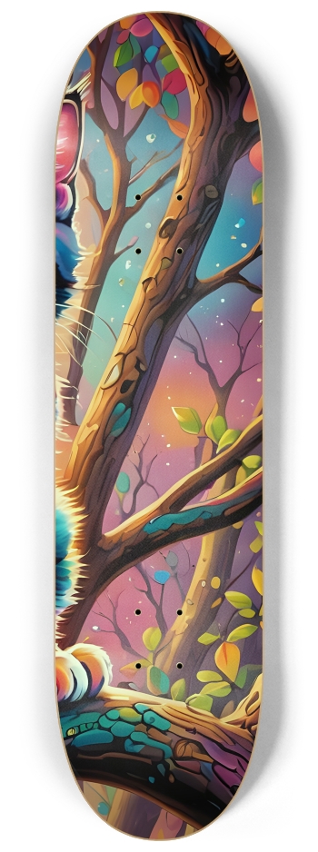 Psychedelic Airbrush Kitten in Tree 0002 #3 8-1/4 Skateboard Deck