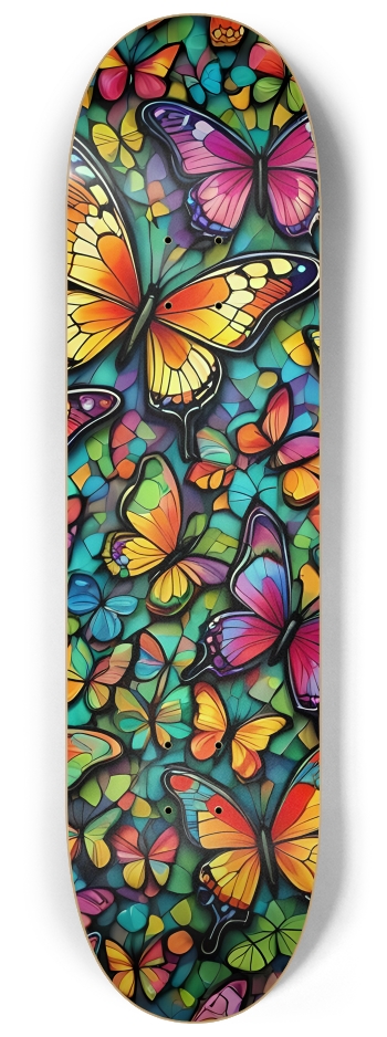 Psychedelic Airbrush Butterflies 0004 #2 8-1/4 Skateboard Deck