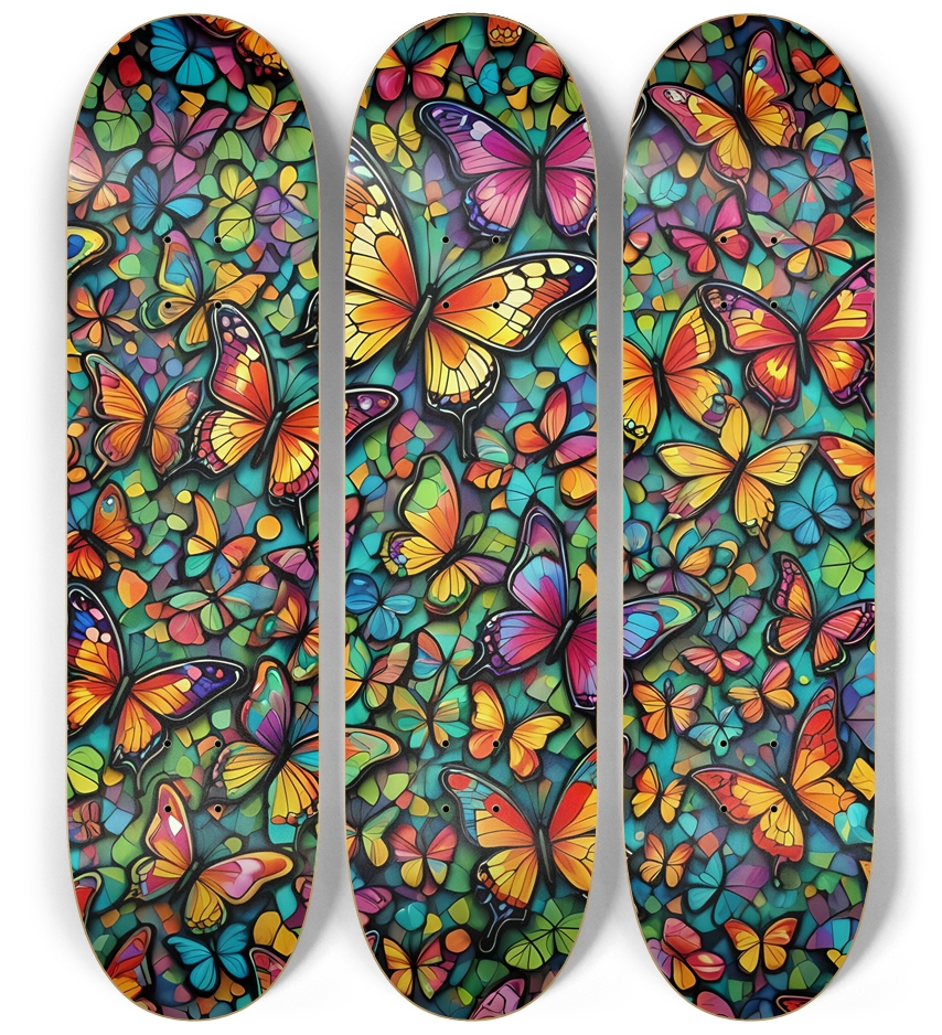 Psychedelic Airbrush Butterflies 0004 3 Deck Wall Series